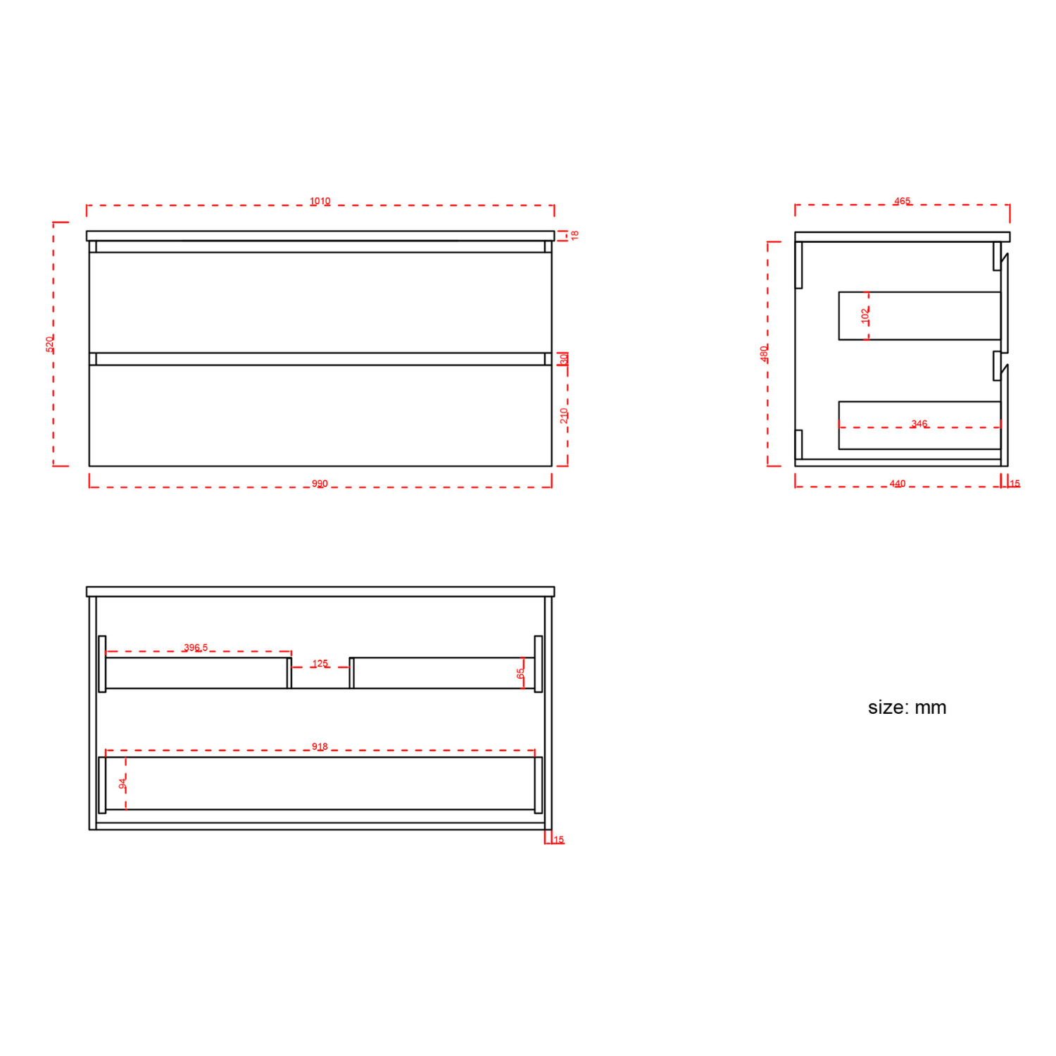 Badmöbelset VERONA 100 cm - Mit Hochschrank - Helles Eichenholz - Waschbecken Weiß