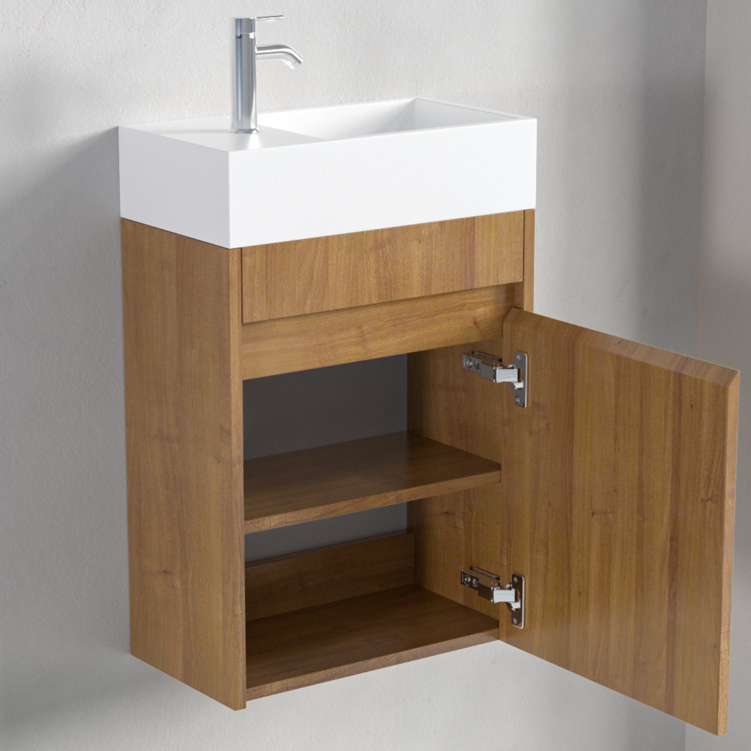 IBIZA Warmes Eichenholz - Waschbecken Weiß