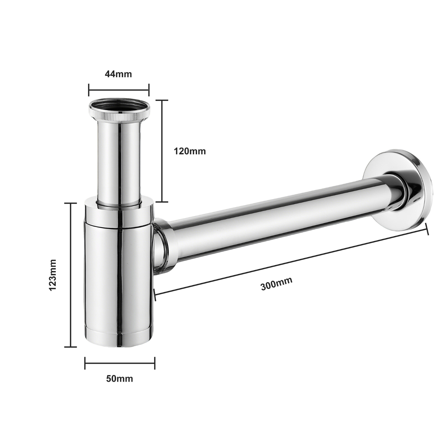 Ablauf Siphon 44 mm - Chrom