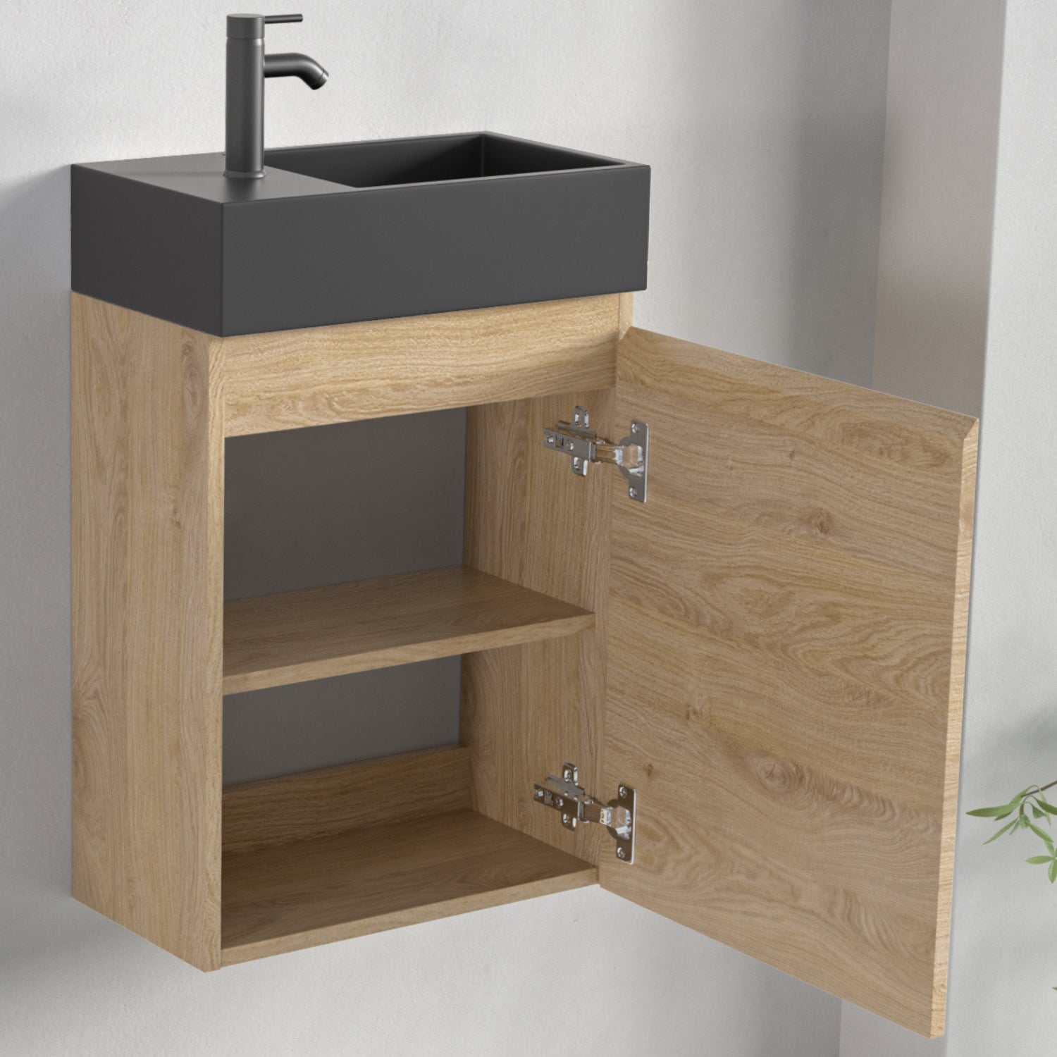 MALIBU Helles Eichenholz - Waschbecken Schwarz