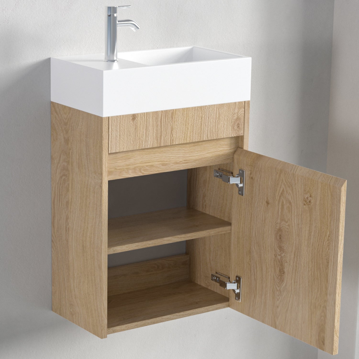 IBIZA Helles Eichenholz - Waschbecken Weiß