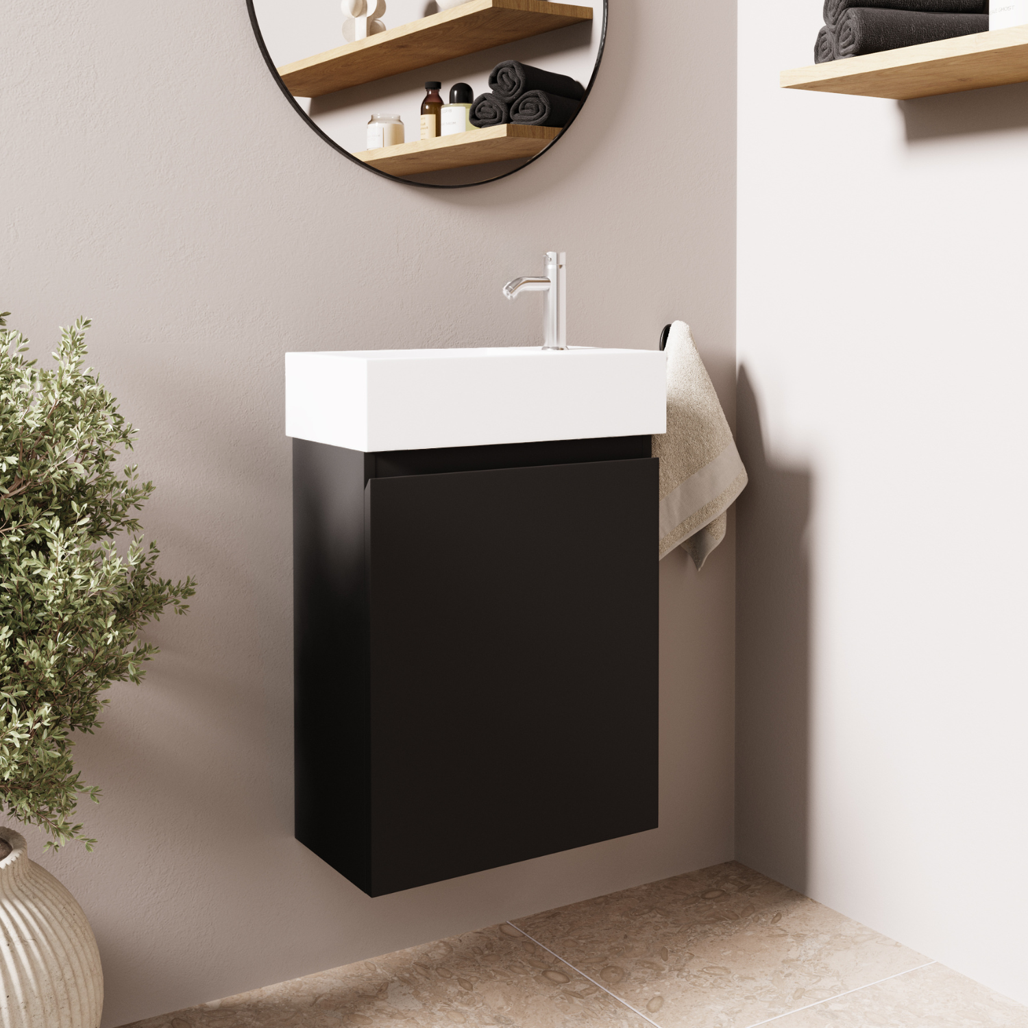 MALIBU Matt Schwarz - Waschbecken Weiß