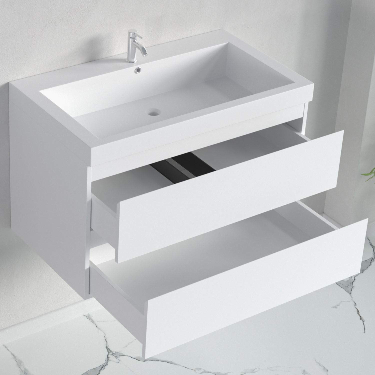 MONACO Glänzend Weiß - Waschbecken weiß - 80 cm