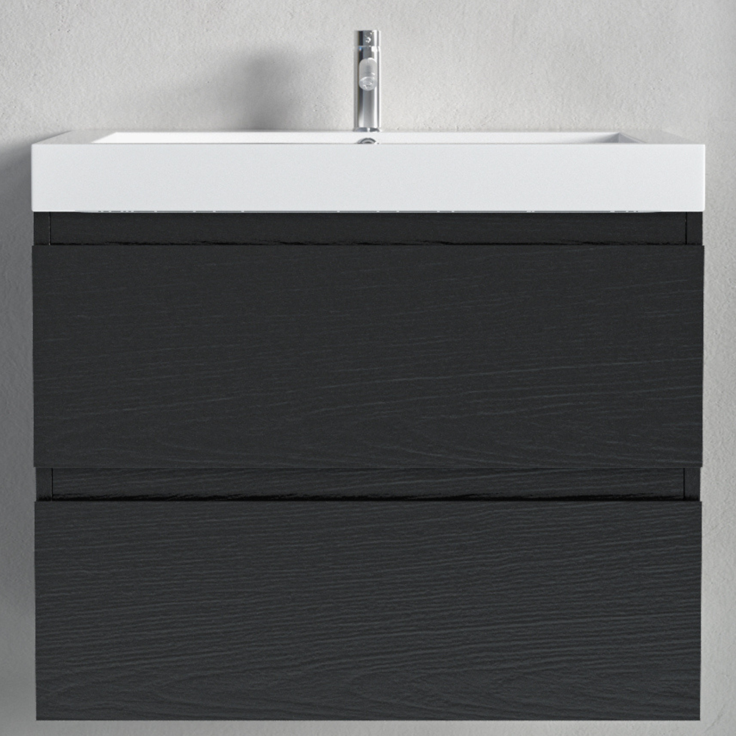 MONACO Schwarzes Eichenholz - Waschbecken Weiß - 60 cm