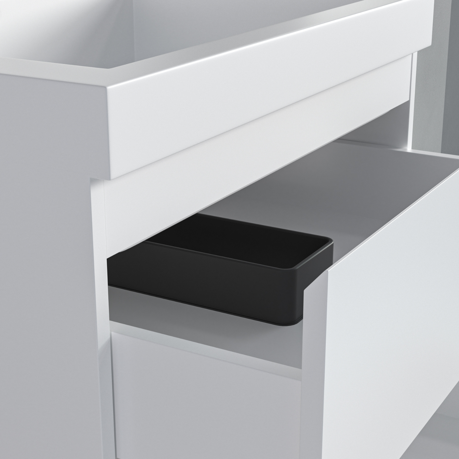 Badmöbel-Set AVALON 60 cm - Mit Hochschrank - Glänzend Weiß