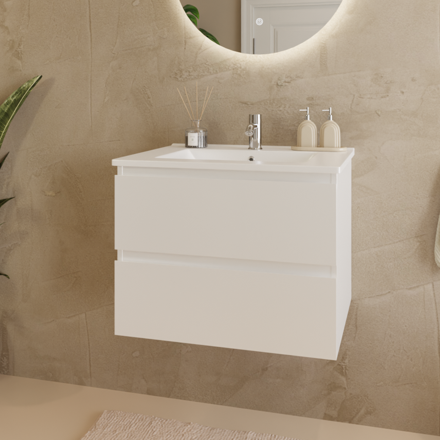 MARENZA Glänzend Weiß - Waschbecken weiß - 60 cm