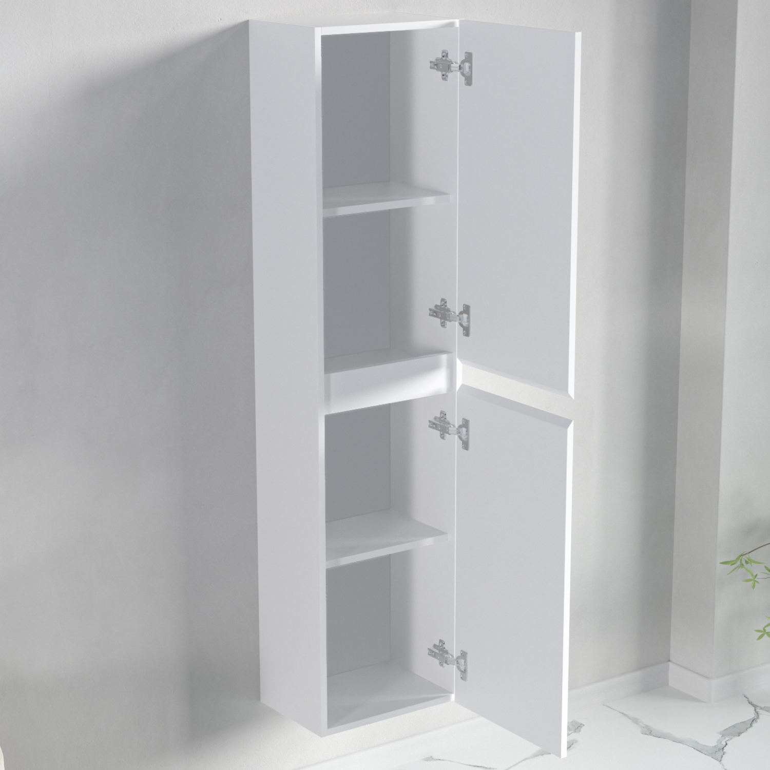 Badmöbel-Set AVALON 60 cm - Mit Hochschrank - Glänzend Weiß