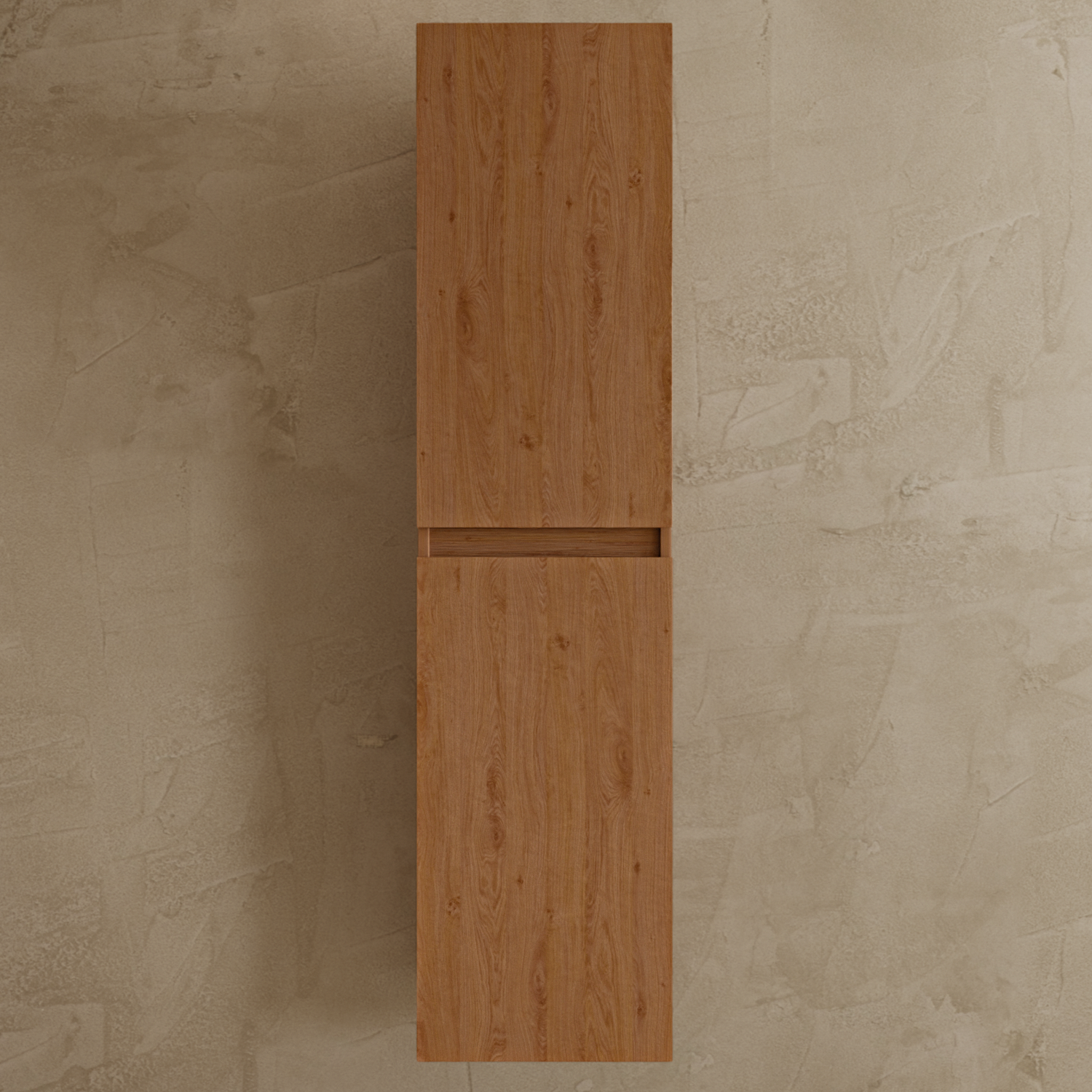 Badmöbelset VERONA 100 cm - Mit Hochschrank - Warmes Eichenholz - Waschbecken Weiß