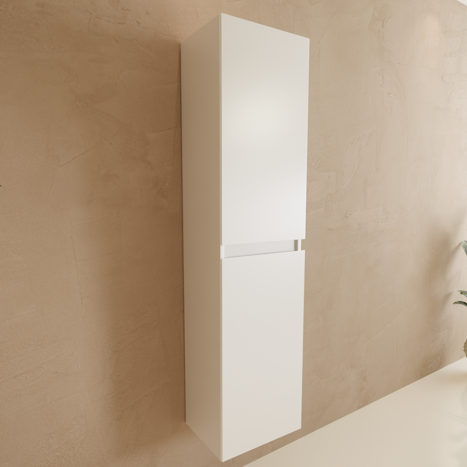 Badmöbelset VERONA 80 cm - Mit Hochschrank - Glänzend Weiß - Waschbecken Weiß