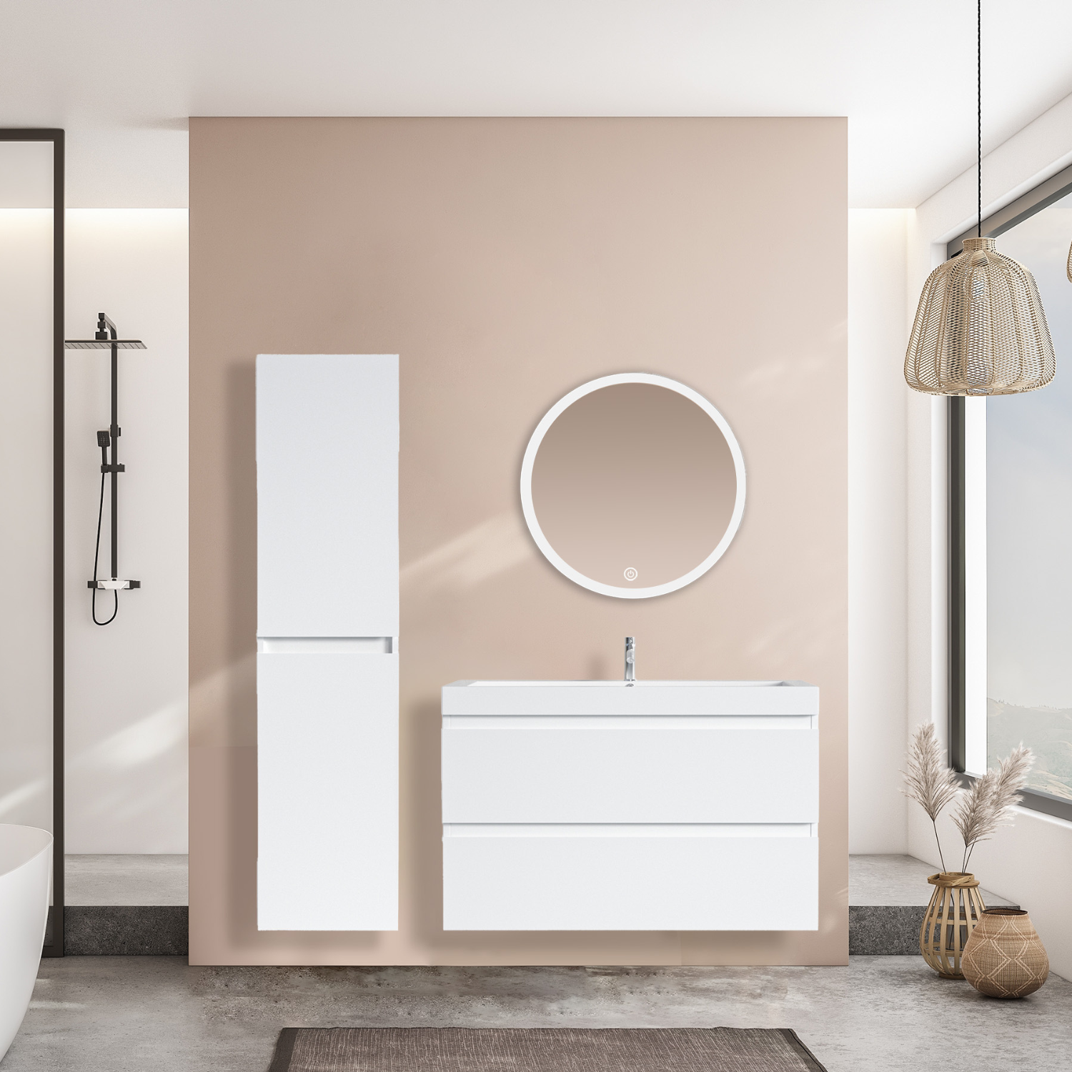 MONACO Glänzend Weiß - Waschbecken weiß - 80 cm
