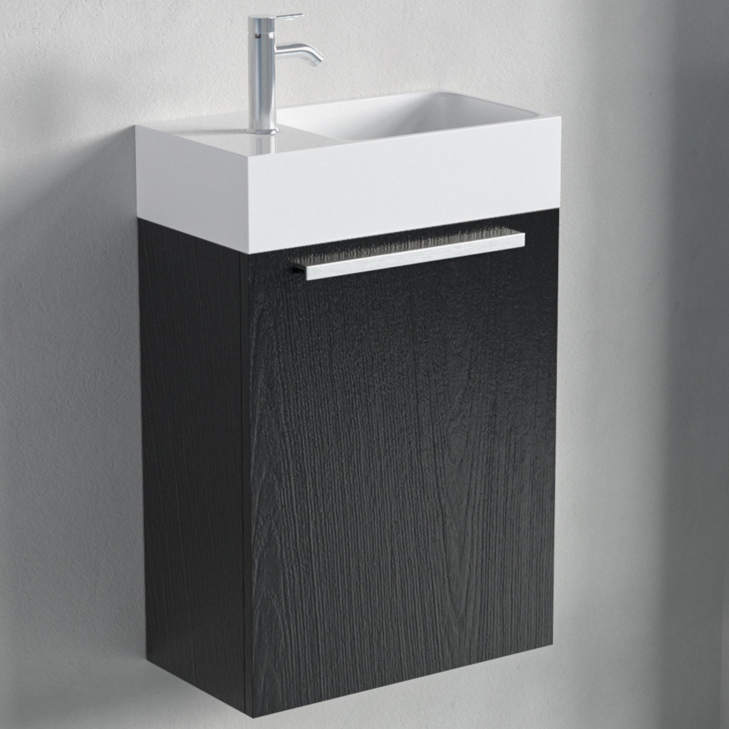 BOMBAY Schwarz Eichenholz- Waschbecken Weiß