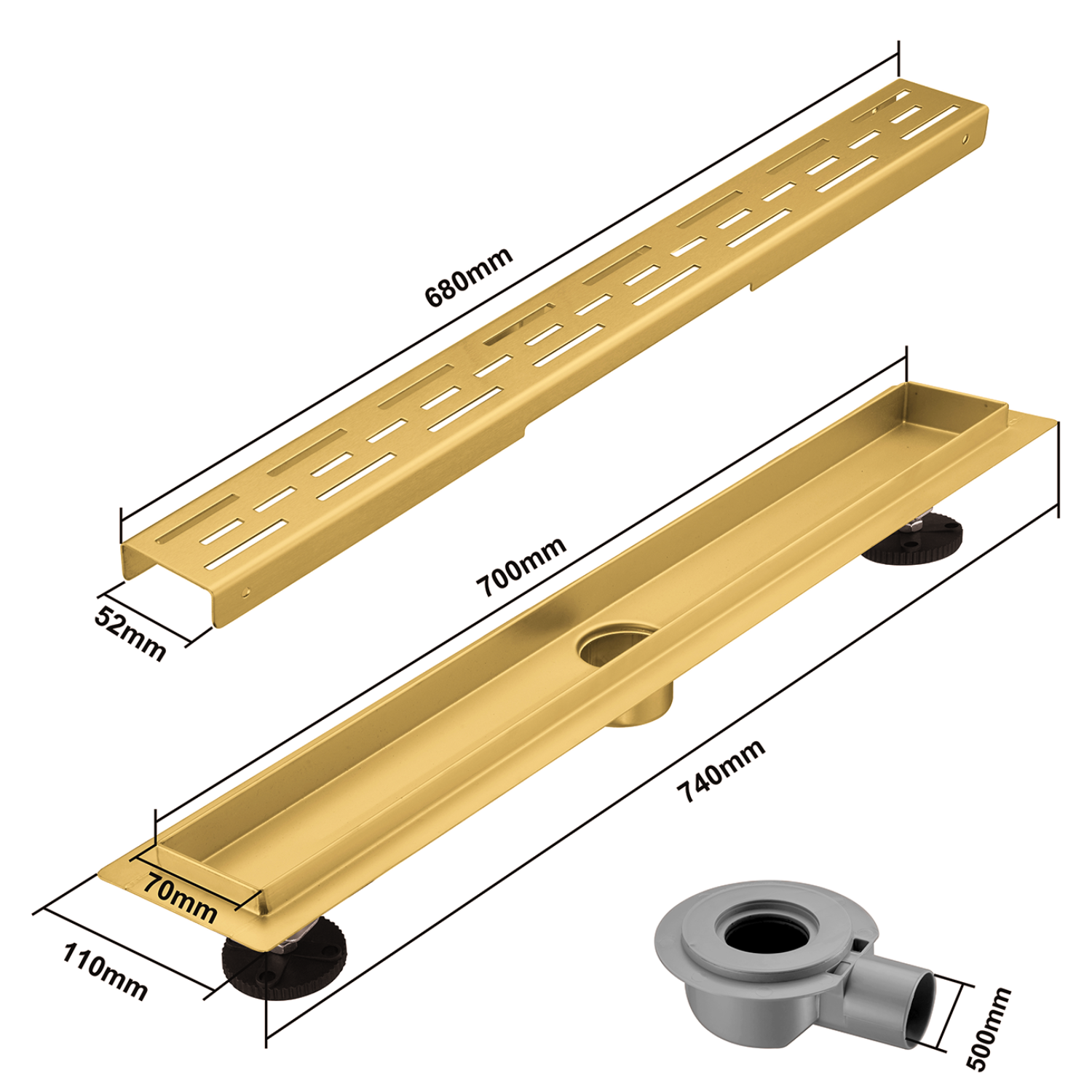 Duschrinne Cayma 70 cm - Gold
