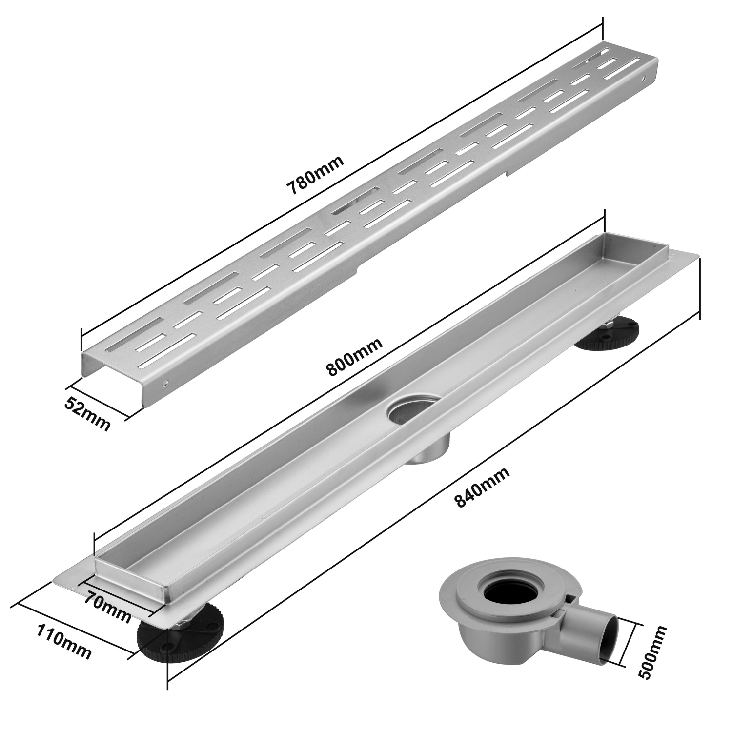 Duschrinne Cayma 80 cm - Gebürsteter Edelstahl