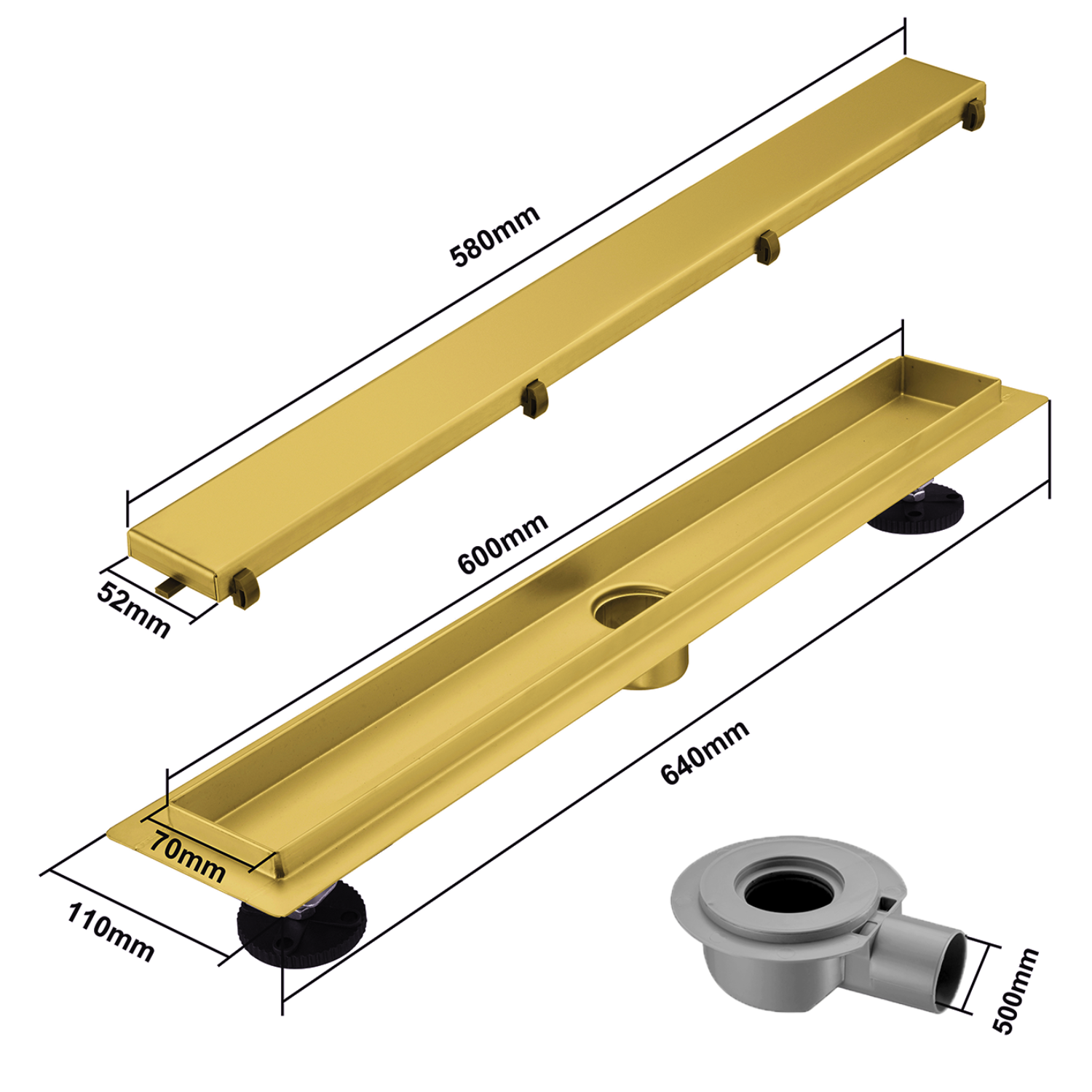 Duschrinne Nilo 60 cm - Gold