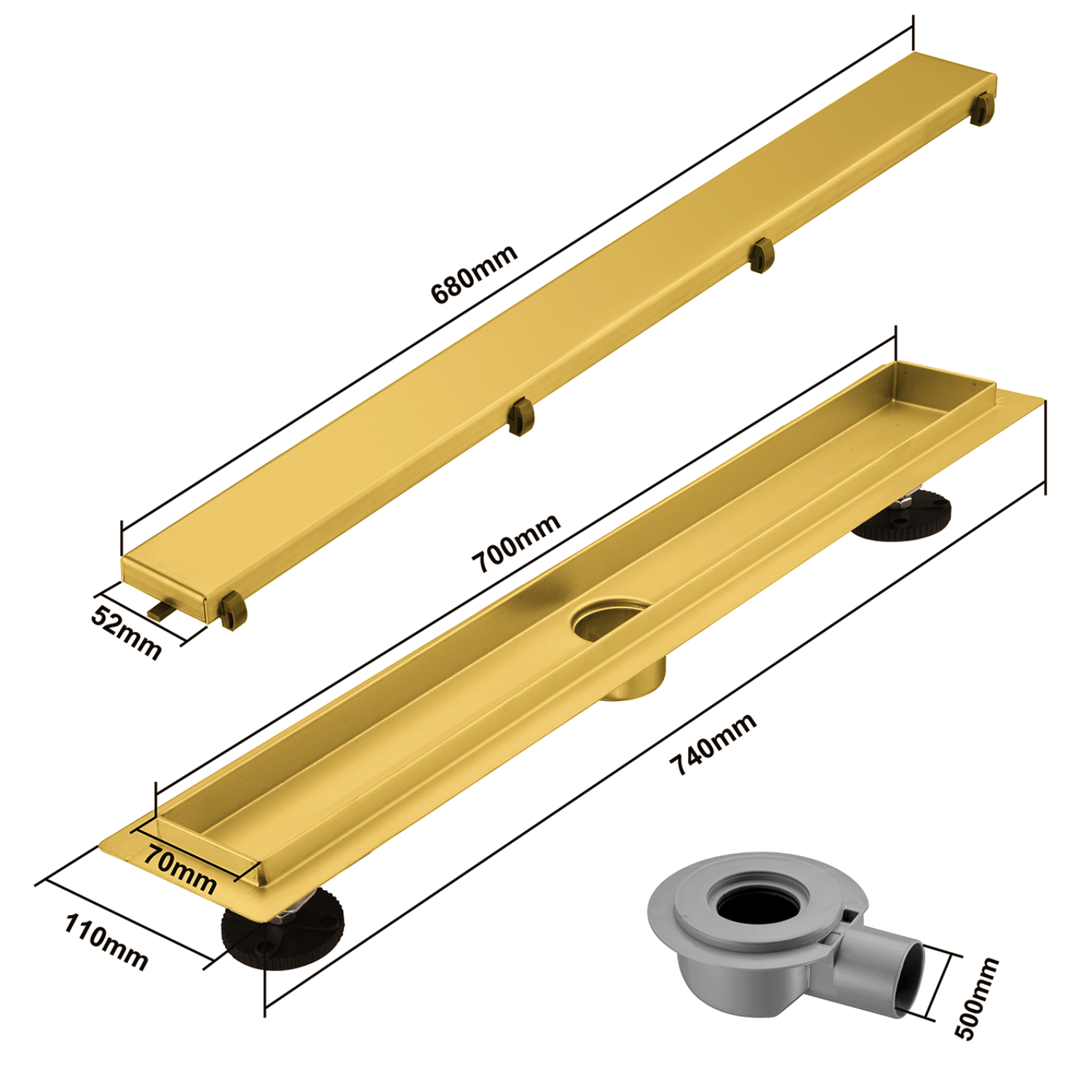 Duschrinne Nilo 70 cm - Gold
