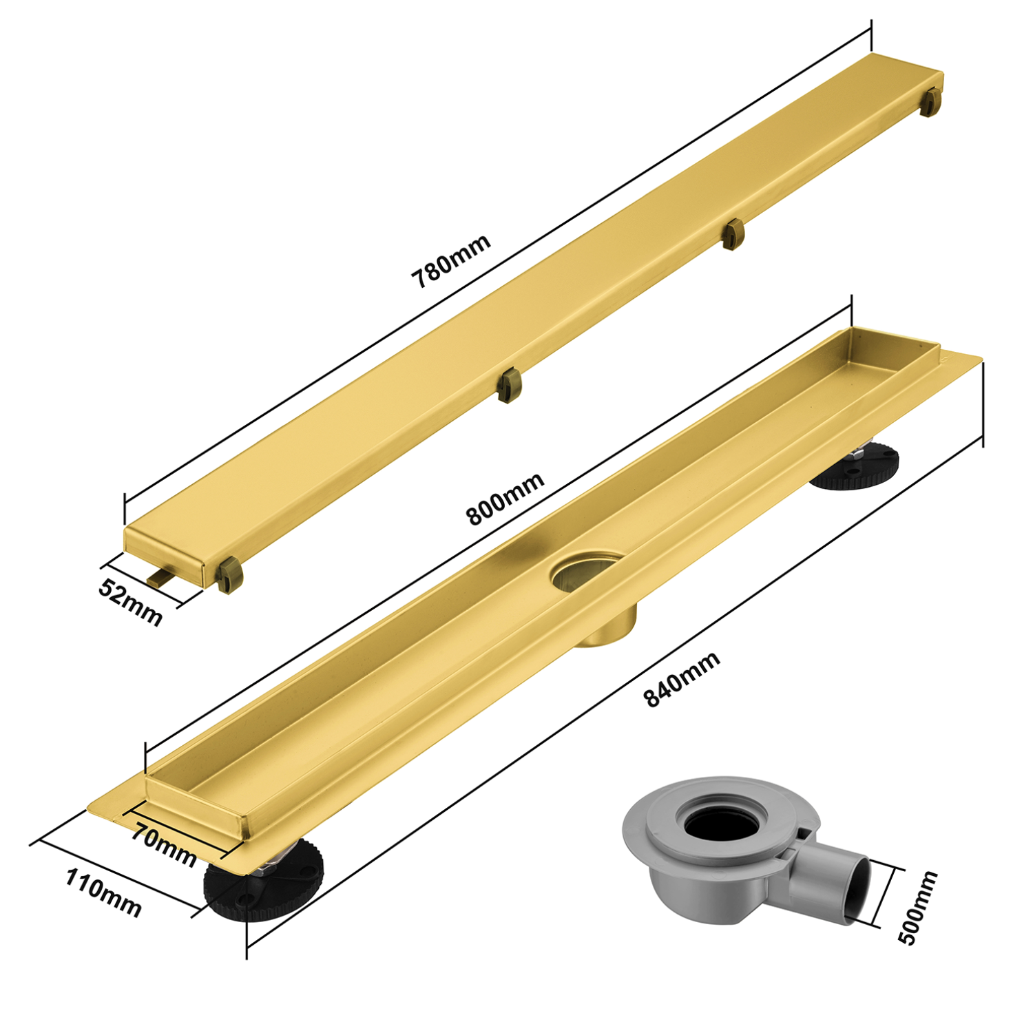 Duschrinne Nilo 80 cm - Gold