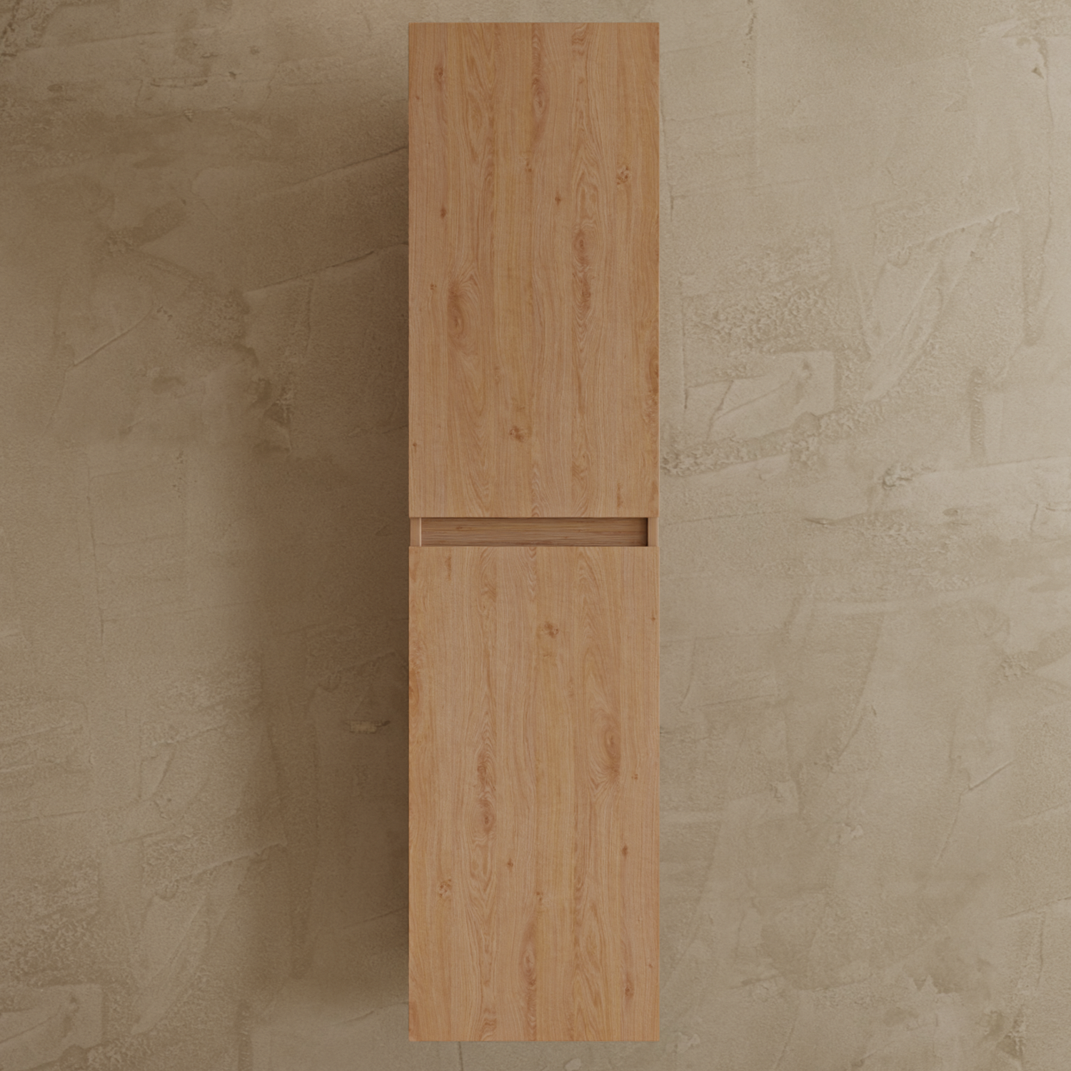 Badmöbelset VERONA 100 cm - Mit Hochschrank - Helles Eichenholz - Waschbecken Weiß