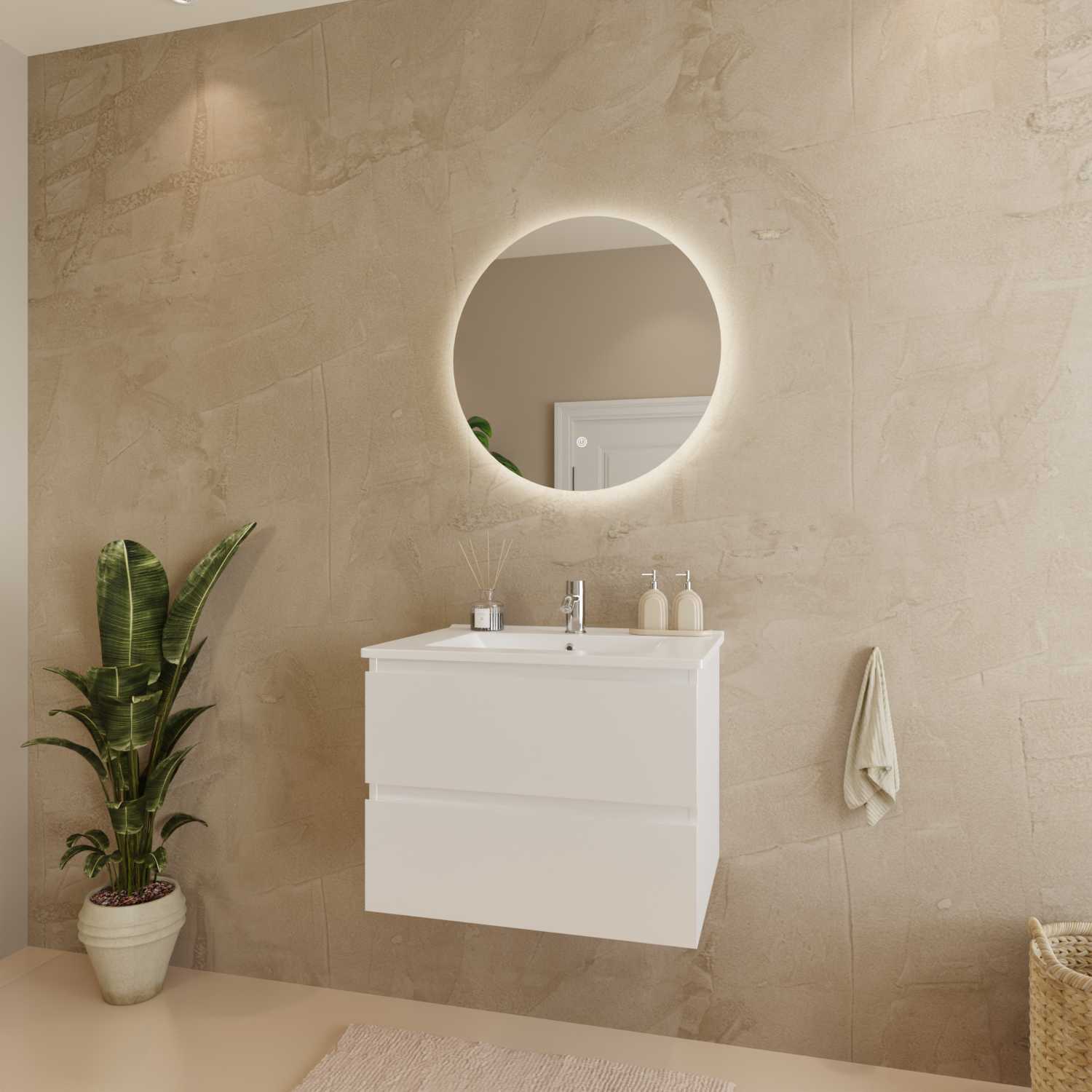 MARENZA Glänzend Weiß - Waschbecken weiß - 60 cm