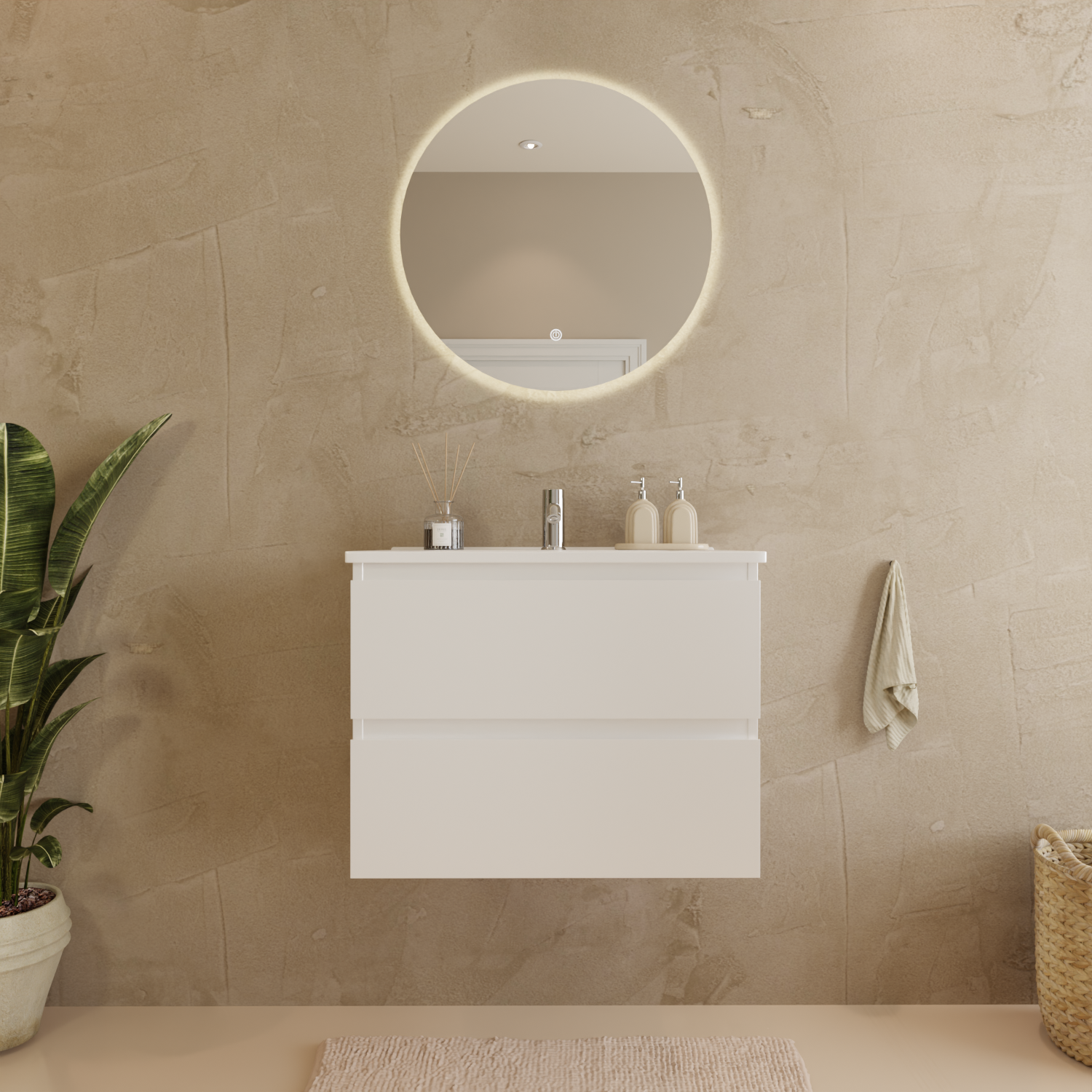 MARENZA Glänzend Weiß - Waschbecken weiß - 60 cm