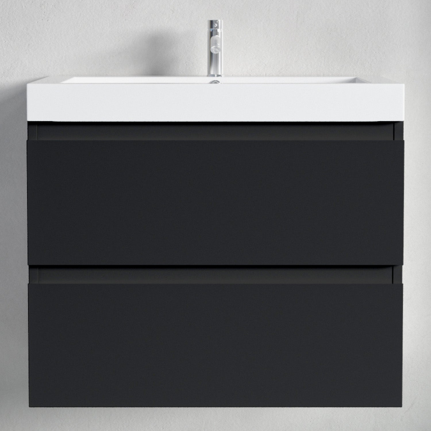 MONACO Matt Schwarz - Waschbecken Weiß - 60 cm