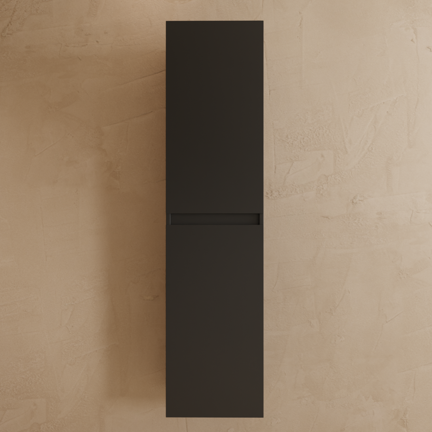 Badmöbelset VERONA 80 cm - Mit Hochschrank - Matt Schwarz - Waschbecken Weiß